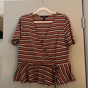 Forever 21 Stripe Peplum Short Sleeve Top